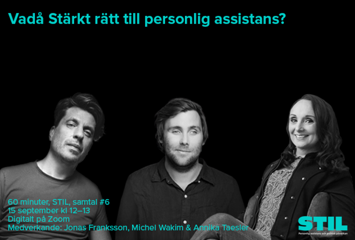 VIt man med kort brunt hår och en mörk t-thirt, en vit man med kort brunt hår och svart skjorta, en kvinna med långt rödbrunt hår, svart jacka över en mönstrad tröja.